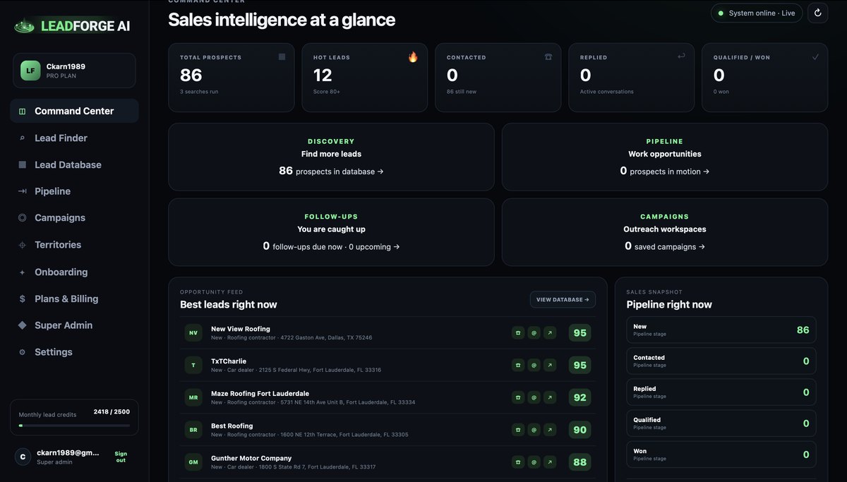 LeadForge AI website